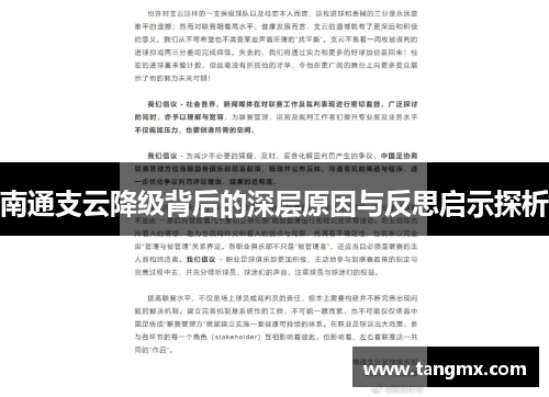 南通支云降级背后的深层原因与反思启示探析